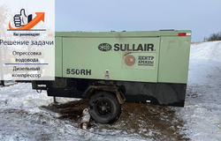 Опрессовка водовода с дизельным компрессором Sullair 550RH 
